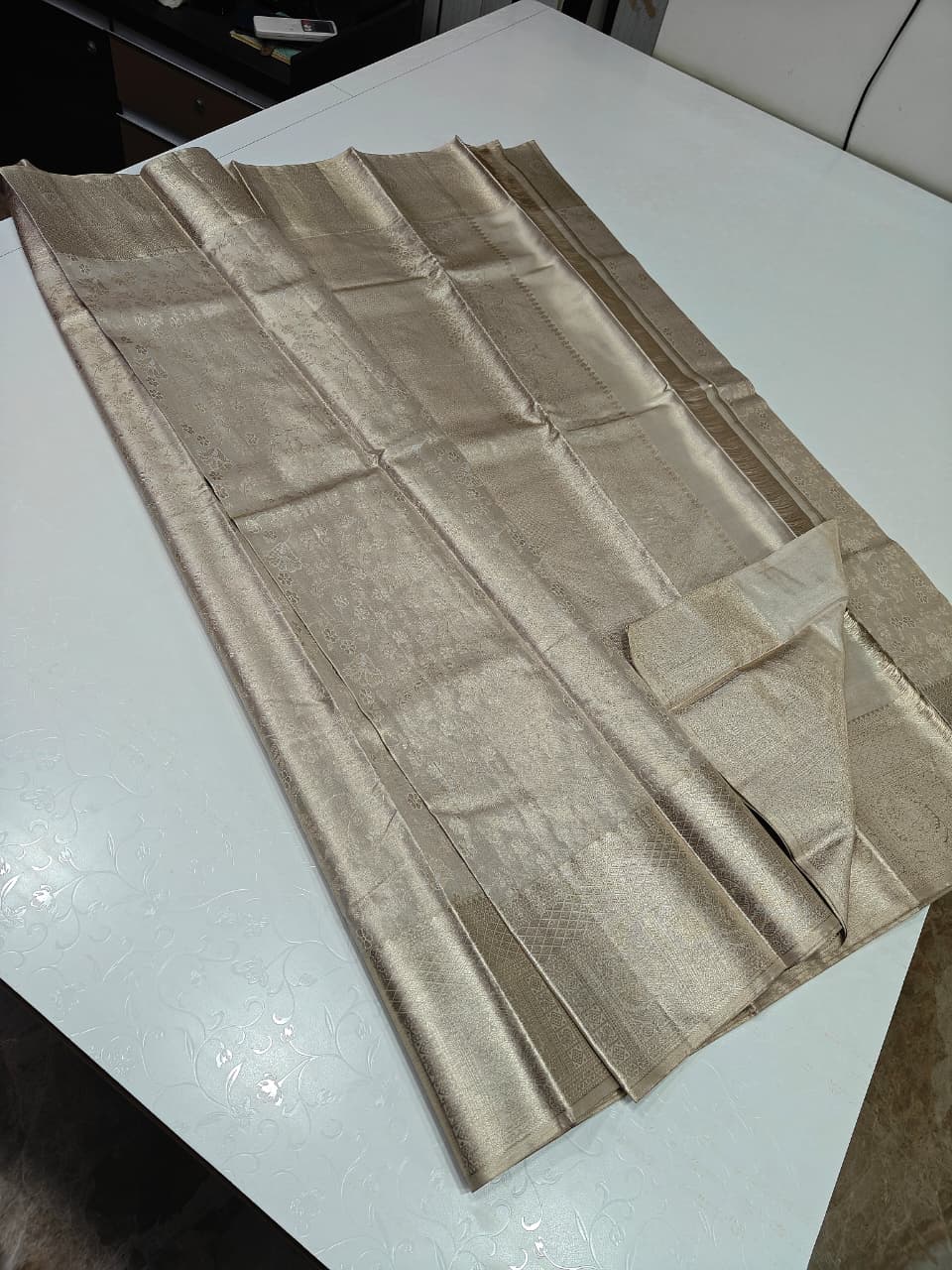 Beige Gold Elegant Designer Saree